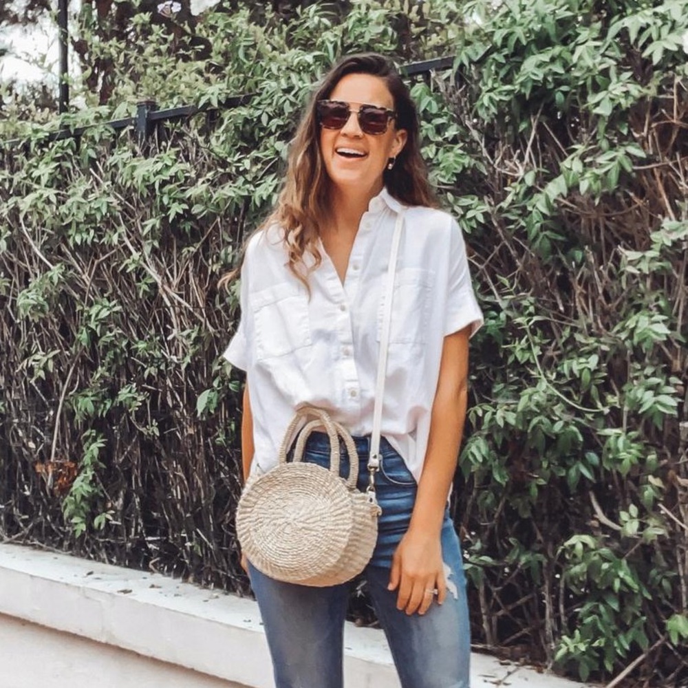 Madewll White Cotton Courier Button Down Shirt